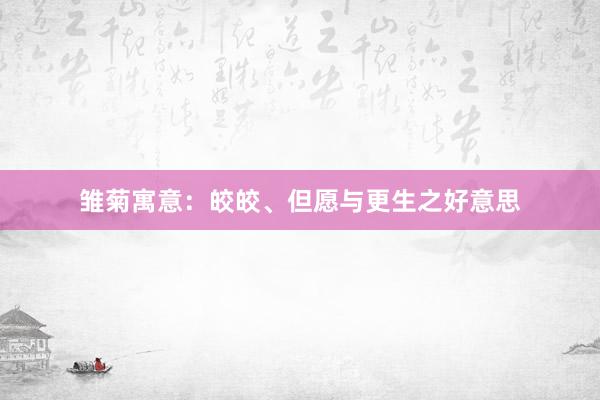 雏菊寓意：皎皎、但愿与更生之好意思